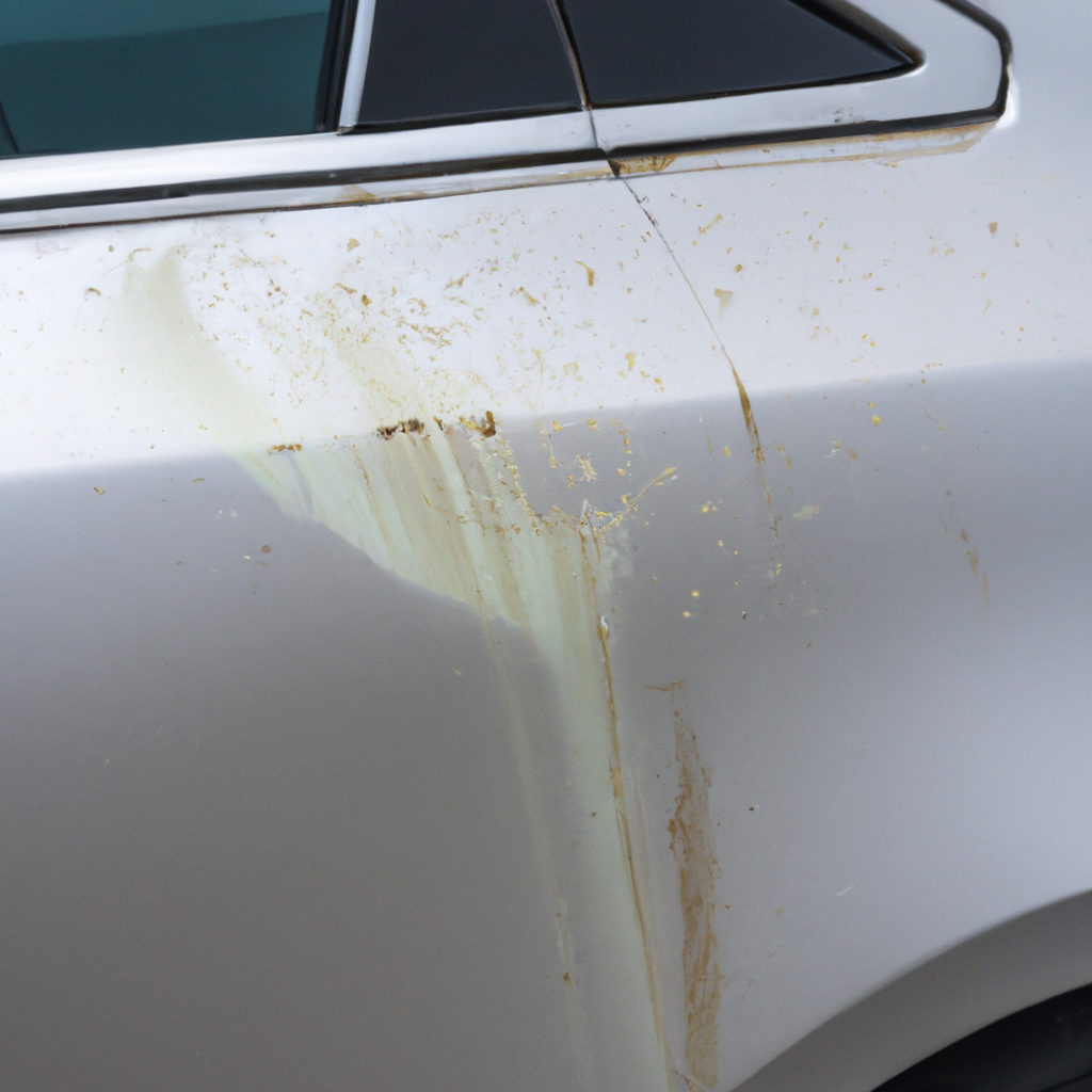 An image showcasing a shiny car exterior covered in a sticky residue, resulting from the misuse of Mop and Glo
