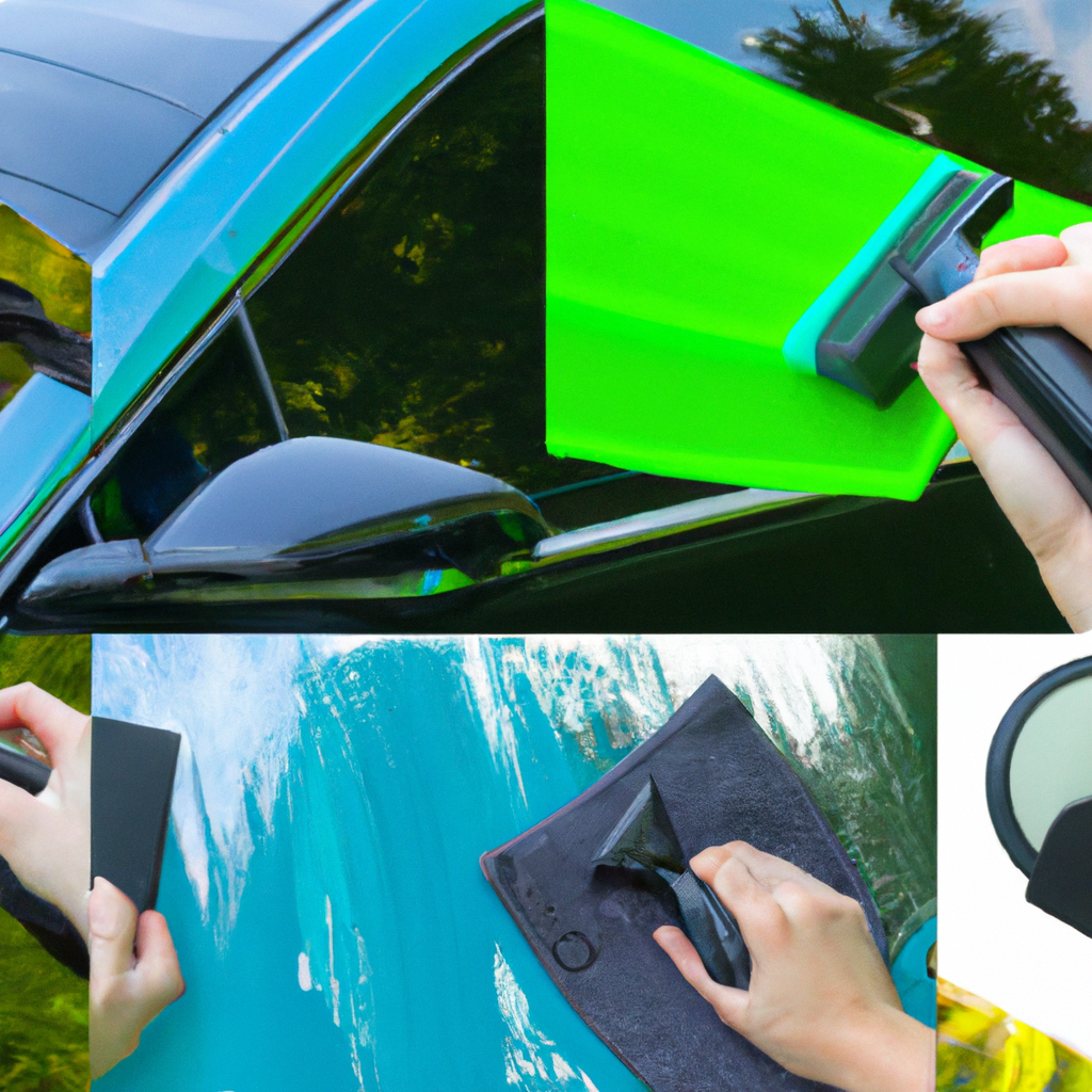 An image showcasing a gleaming car surface being safely cleaned with alternative products
